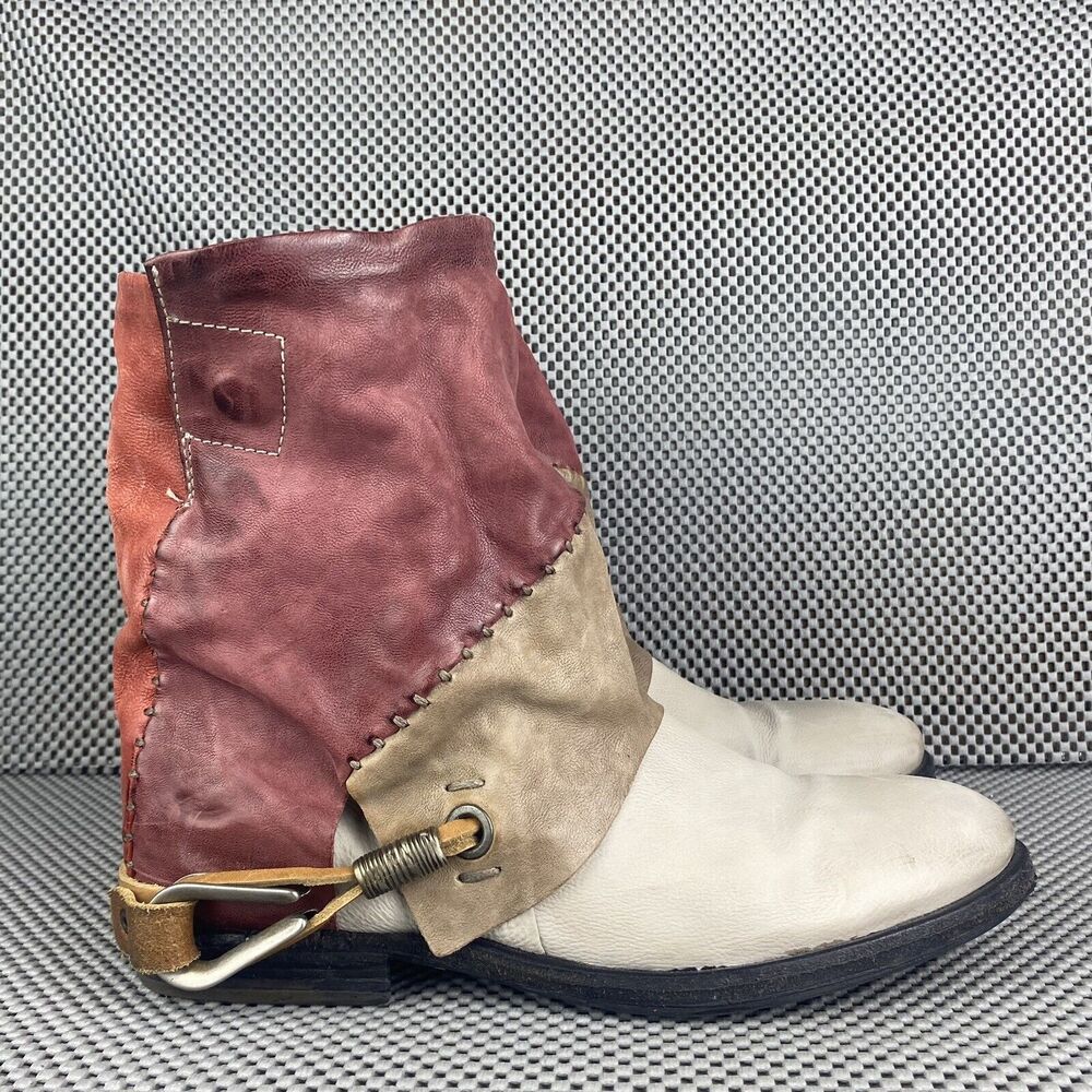 A.S 98 Airstep Boots Womens Size 39 Leather Western Cowboy Patchwork Zipper